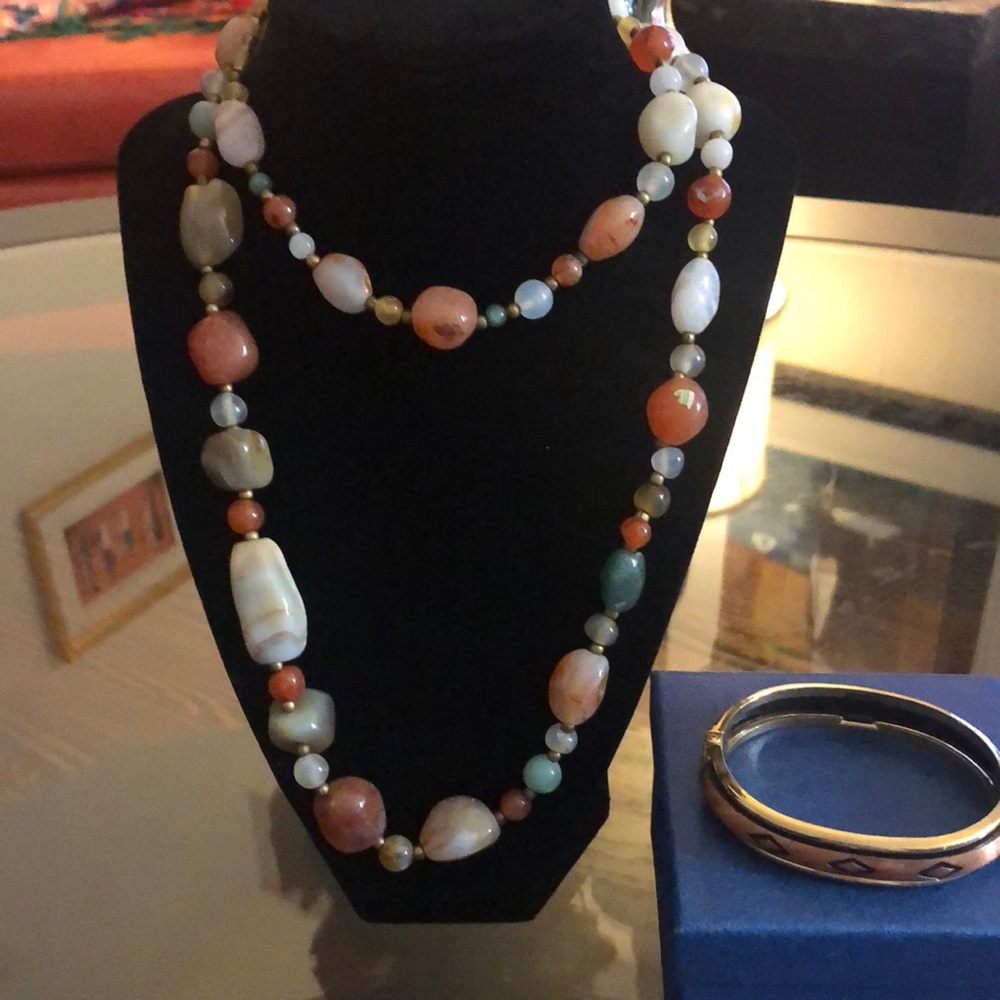 Agate Stone Necklace with bonus bracelet